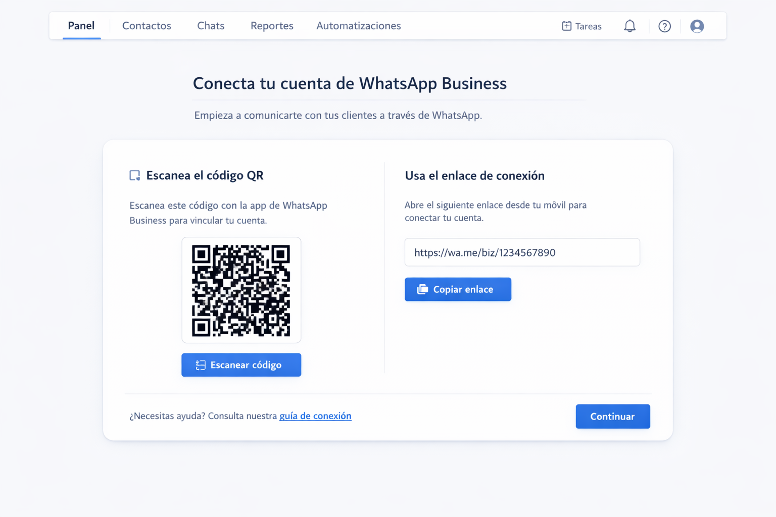 Conecta tu cuenta de WhatsApp